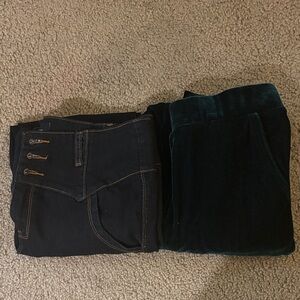 Collectif Bundle 2 pants Dark Green Velvet and High Rise Jeans size 10